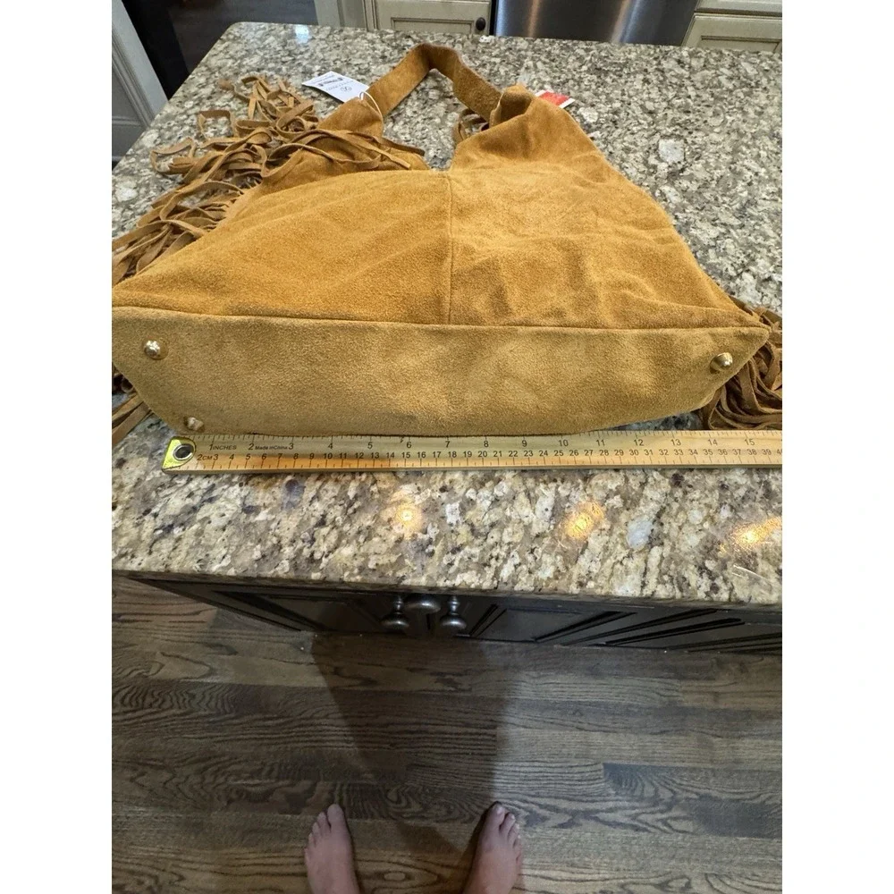 Divina Firenze Fringe Suede Leather Hobo Bag Southwestern Festival Boho